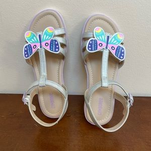 Gymboree girls appliqué butterfly sandals. Size Youth 2